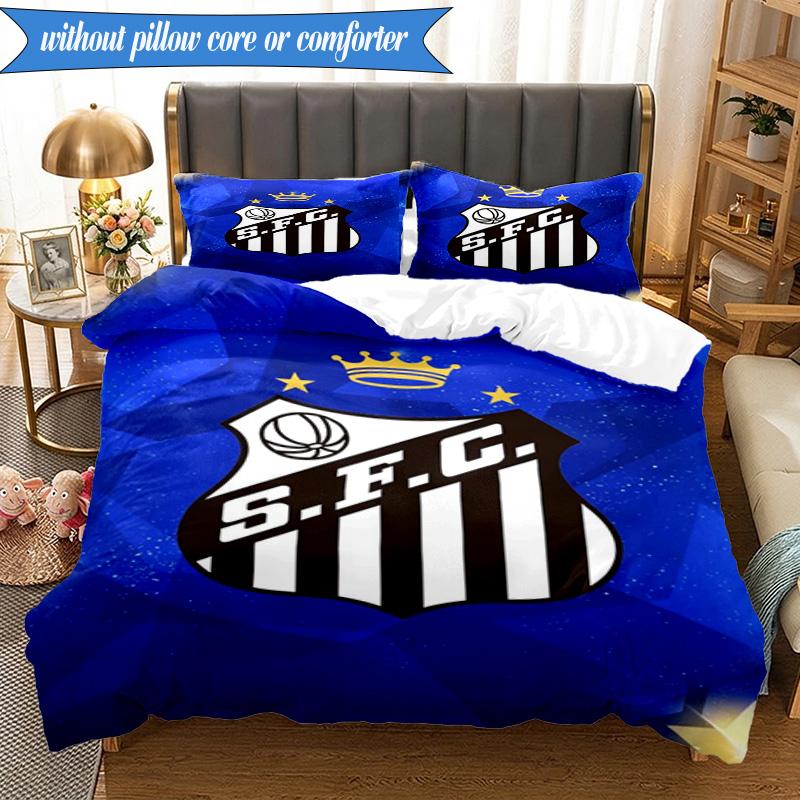 3PCS Fc Crest Design Printed Soft Bedding Set,Including 1pc Duvet Cover And 2pcs Pillowcases Perfect for Bedroom, Dormitory, Fan gift