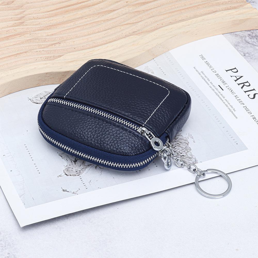 Женский мини-кошелек для монет из натуральной кожи на молнии - Компактное хранение водительского удостоверения, помады и наушников.