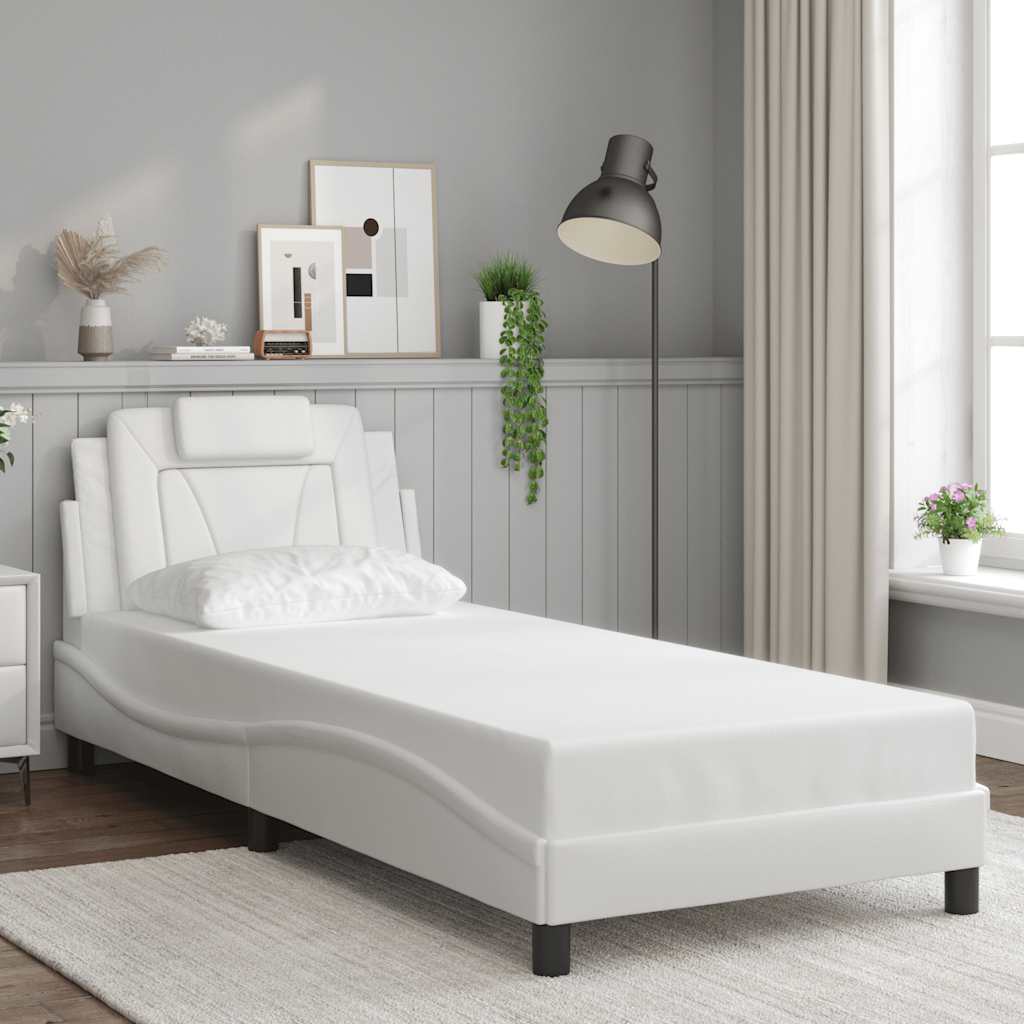 Viana Bed Frame without Mattress White 90x190 cm Faux Leather