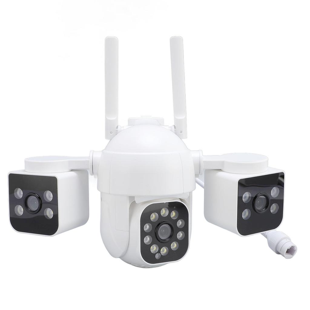 Wireless Security Camera Three Lens 1MP HD 360 Degree Pan Tilt 2 Way Talk Outdoor Surveillance