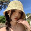 Соломенная шляпа женская новые летние модели показывает лицо маленькая приморская шляпа-ведро солнцезащитная универсальная шляпа-ведро для прогулок шляпа-таз