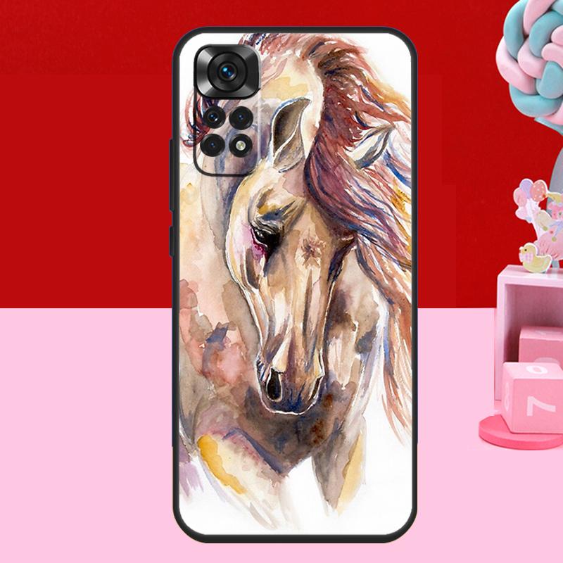 Чехол-скетч с лошадью для Xiaomi Redmi Note 14 13 12 11 10 15 Pro Plus Redmi 15 C 13C 10C 12C 14C Мягкая обложка
