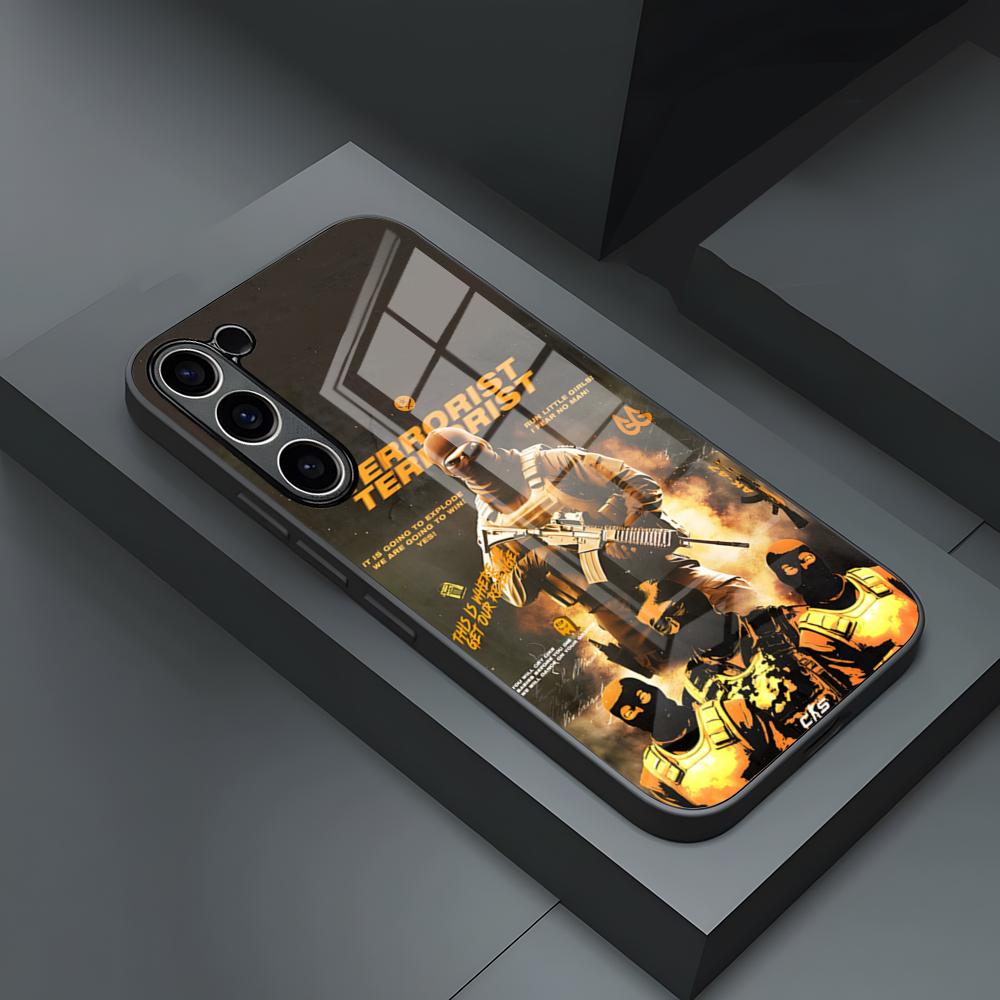 Чехол для телефона Counter-Strike CS2 Игровой для S24 Ultra Samsung S23 Fe S22 S20 S21 Plus Galaxy A54 A34 A24 A53 Note 20 Стеклянная крышка
