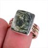 Natural Seraphinite Gemstone Two Tone 925 Sterling Silver Jewelry Ring S.7 e7C77