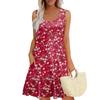 Women's Summer Casual U-shaped Tie Pocket Popular Floral Print Dress