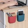 1pc Wall Mounted Storage Box Plastic Adhesive Storage Box Mobile Phone Charging Holder Remote Control Storage Organizer Rack