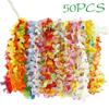 50 шт. Гавайская вечеринка цветочные гирлянды цветная гирлянда ожерелье тропический пляж вечеринка украшения реквизит