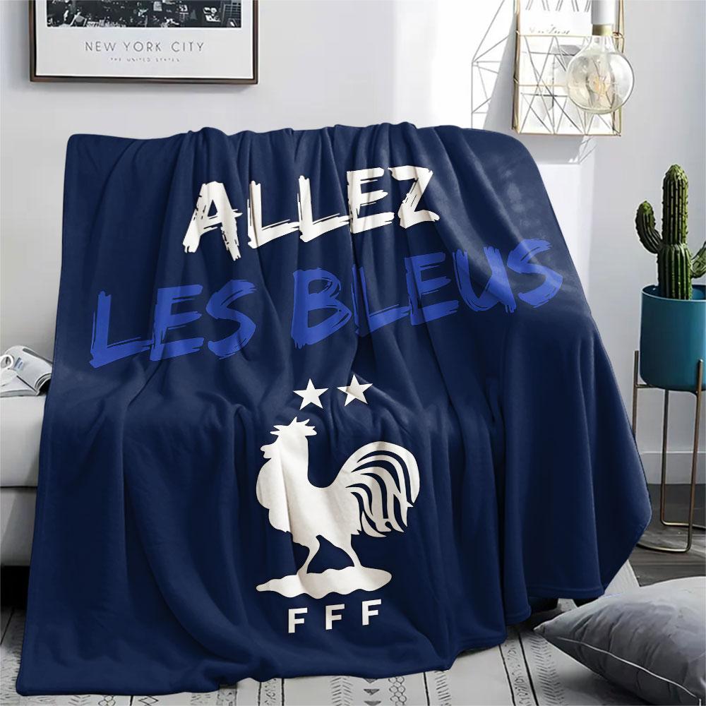 1PC France National Football Team Patterned Flannel Blanket Suitable For All Seasons for Home Decor Warmth and Comfort Gifts Holiday Present