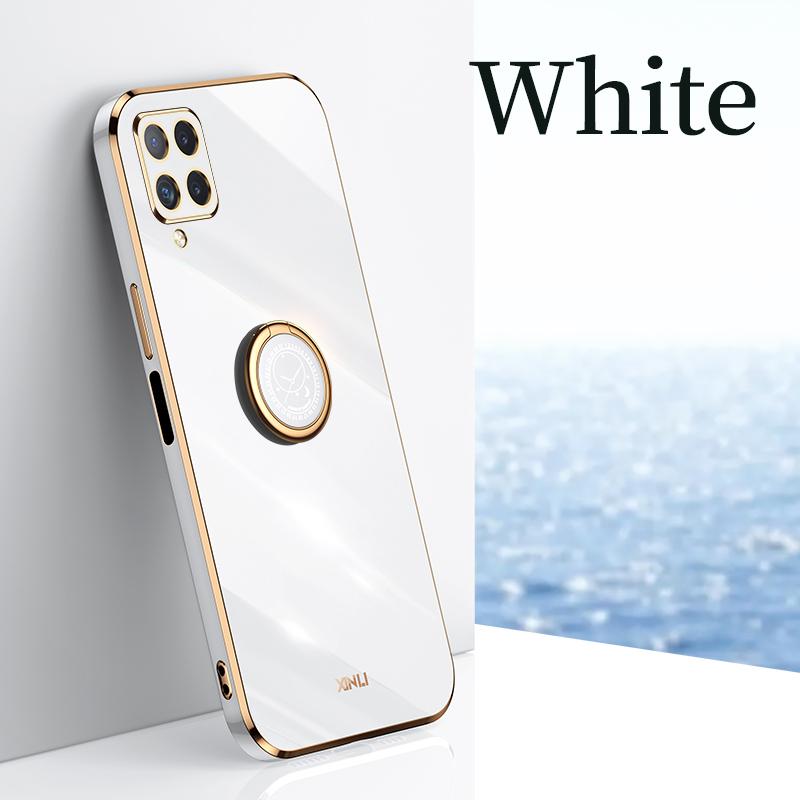 Чехол-держатель с кольцом и золотой рамкой для Samsung Galaxy A22 A32 A72 A82 M32 4G 5G S10 S20 FE S21 Plus Ультра защита объектива Мягкая задняя крышка из ТПУ