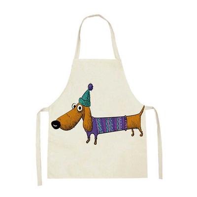 Кухонный фартук с принтом таксы для мужчин и женщин, льняной фартук без рукавов с милой собакой для уборки дома, аксессуары для выпечки в кафе, нагрудник