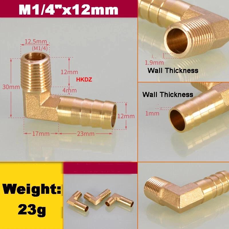 Brass 1/8" 3/8" 1/4" 3/4" BSP 90 Degree Male Elbow Barbed Hose Tail Pipe Air Gas Fitting Pagoda Connector 6/8/10/12/14/19mm