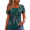 Женская новая поддельная двухсекционная круглая этническая принтованная повседневная с короткими рукавами