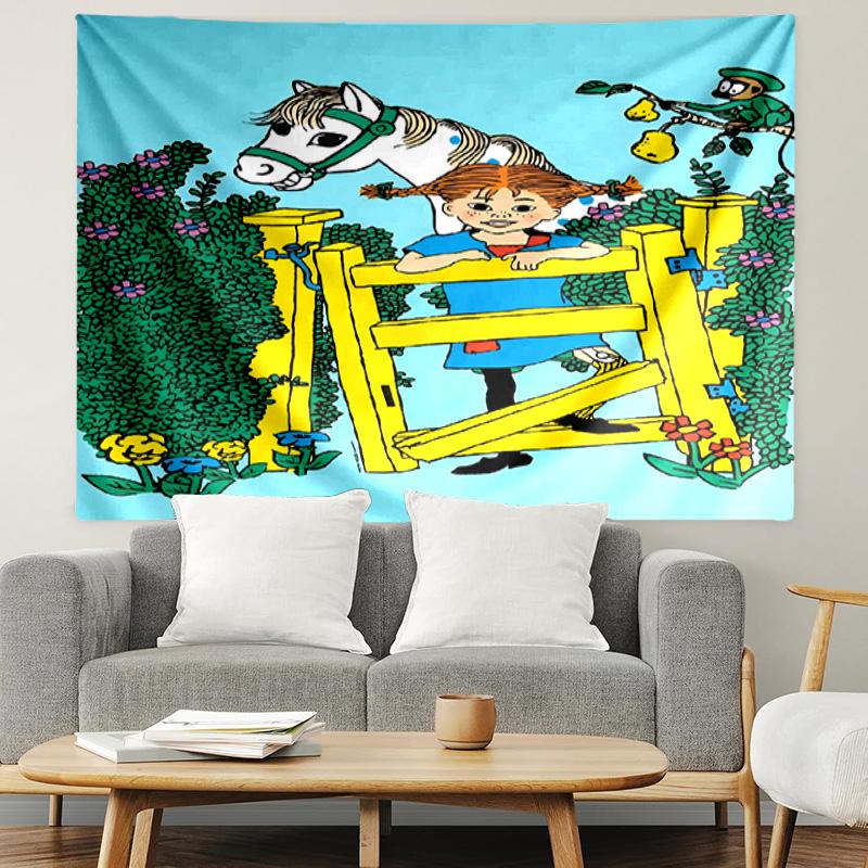 Pippi Longstocking Print Tapestry, Lightweight Wall Hanging, for Bedroom, Dorm, Living Room, Home Art Decor, Birthday Christmas Gift for Friends