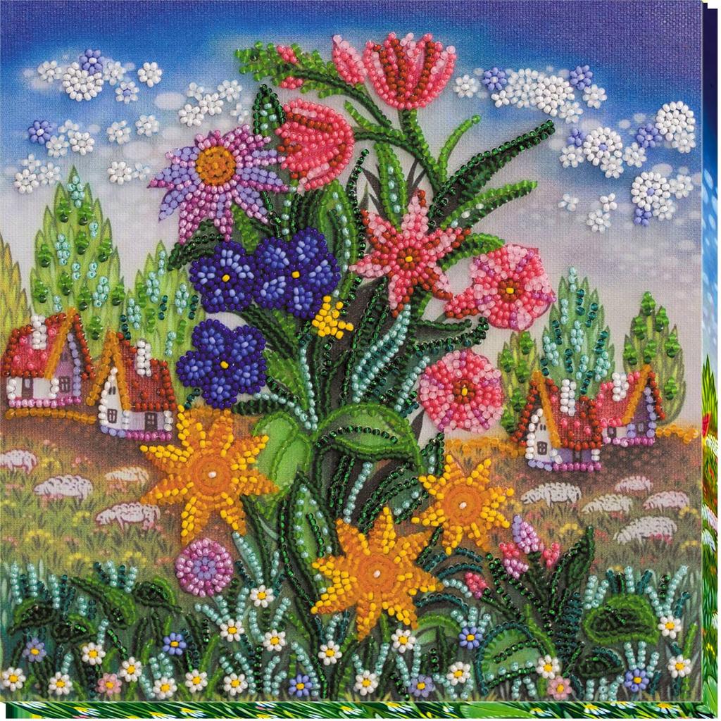 Набор-миди для вышивки бисером на натуральном художественном холсте Абрис Арт Цветы