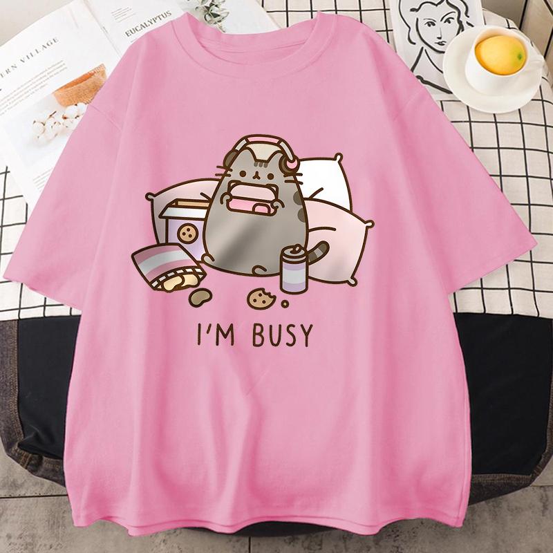 Новый Извините, я занят Кот играет в игры в наушниках Мужская Женская Футболка Высокое Качество Брендовая Одежда Свободные Футболки Топы Пара