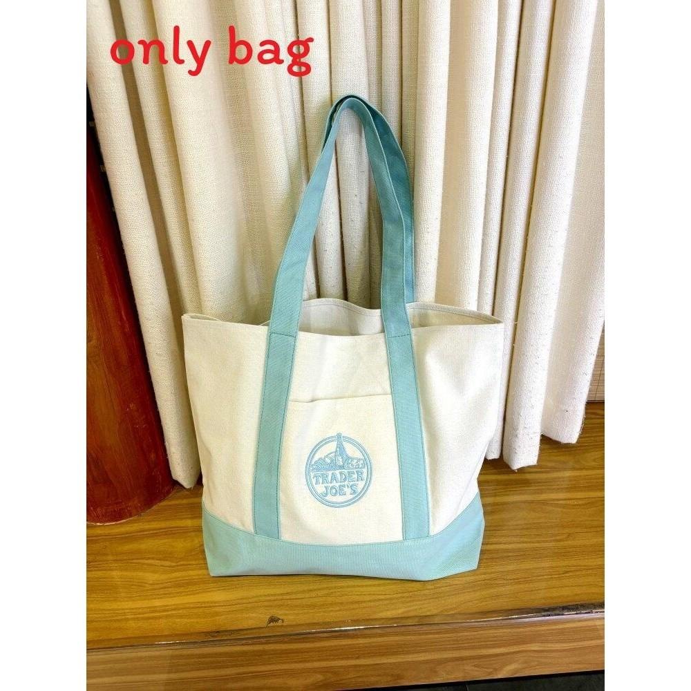 Trader Joes Canvas Tote Bag With Striped Design For Daily Use Womens Fashion