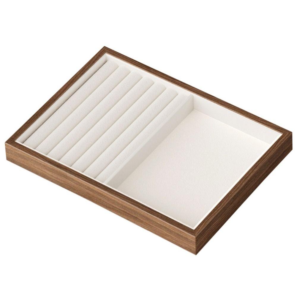 28 Grids Ring Earring Holder Velvet Jewelry Display Tray Convenient Wood Rings Tray Store