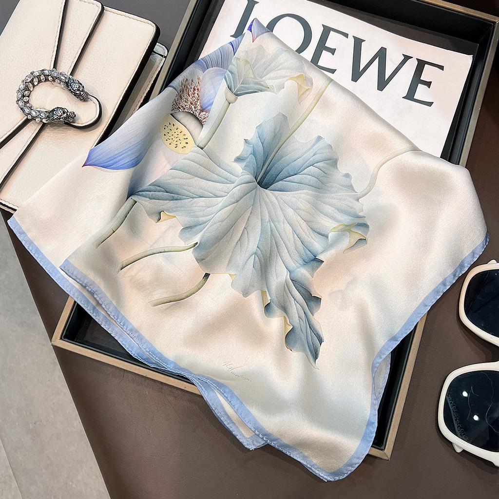 100% Natural Real Silk Scarf Neck Kerchief Foulard Female Bandana Scarves for Women Hijab Tie Shawl Wraps Square Neckerchief