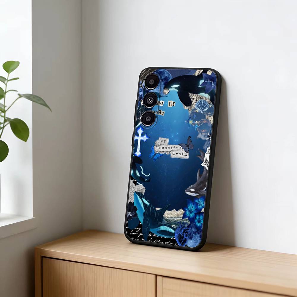 Чехол для телефона-пазла M-Marine Whale для Samsung Galaxy A91, 80, 73, 72, 71, 53, 52, 32, 31, 22, 21s, 20, Мягкий черный чехол
