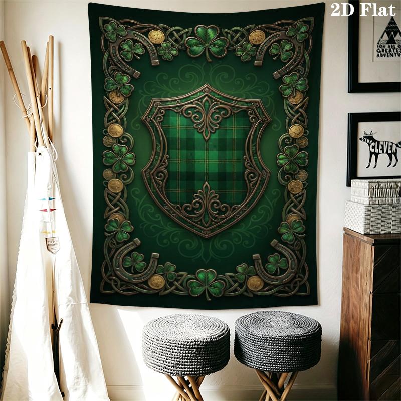 St.Patrick's Day Wall Tapestry Aesthetic Wall Hanging Printed Fabric Blanket Decorative Tapestries for Bedroom Living Room Home Decor
