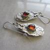 Set Red Drop Stone Earrings Creative Antique Silver Irregular Metal Earrings
