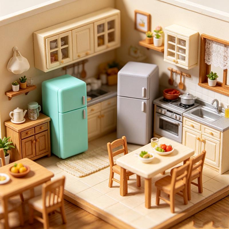 Миниатюрный кукольный домик, кухонный холодильник, украшение, игрушка