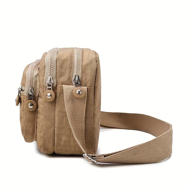 Прочная многослойная сумка через плечо на молнии, нейлоновая квадратная сумка через плечо, идеальная сумка-мессенджер для ежедневного использования