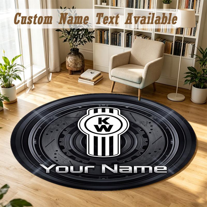 Round Rug Custom NameKenworth Pattern Non Slip Carpet Home Floor Decor