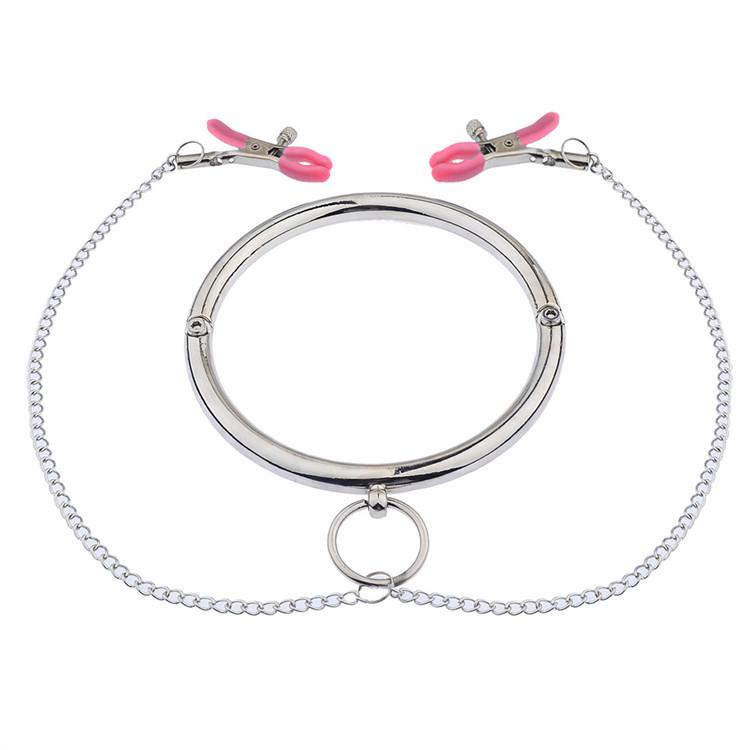 Stainless Steel Nipple Clamp Sm Neck Collar Breast Stimulation Milk Clips Flirting Teasing BDSM Adult Sex Accessories
