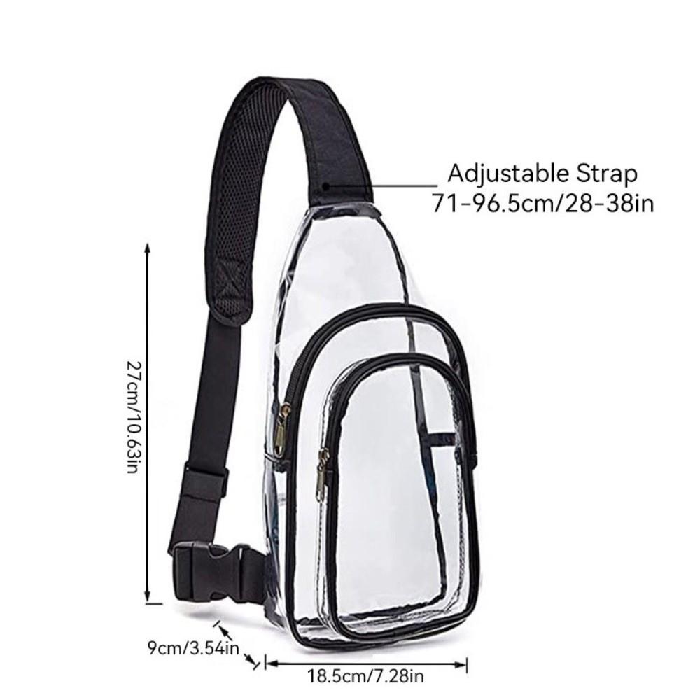 Lightweight Transparent Crossbody Bag Large Capacity PVC Shoulder Bag Clear Chest Bag Sports