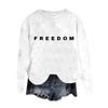 Women's Fashion Round Neck Pullover Top Long Sleeve Tee Printed Sweatshirt
