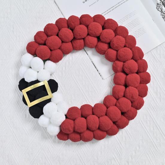 Christmas Wreath Plush Balls Bright Colors Lightweight Festive Atmosphere Wreath Holiday Season Decoration