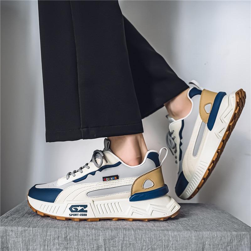 Four seasons men's shoes autumn leather surface thick sole heightened non-slip wear-resistant men's sports shoes casual men's shoes