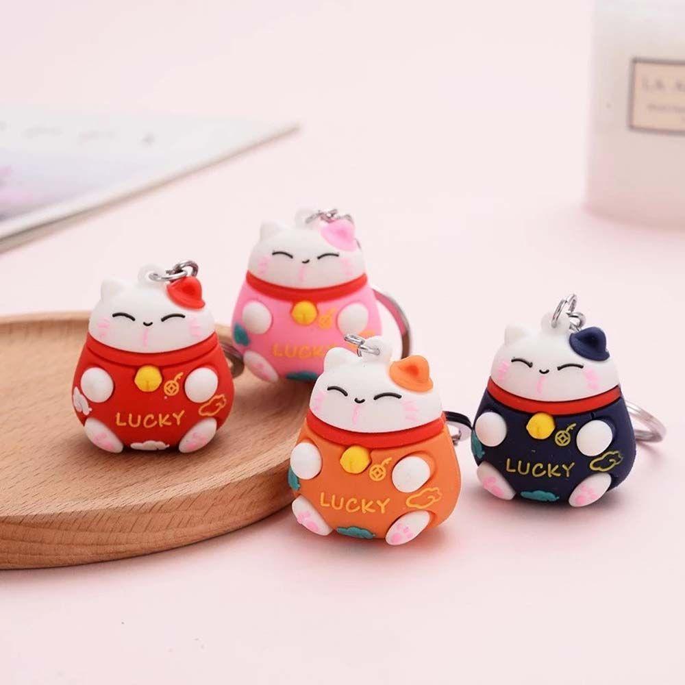 Trinkets Ornaments Three-dimensional Bag Pendant Car Keyring Lucky Cat Keychain Cartoon Key Ring