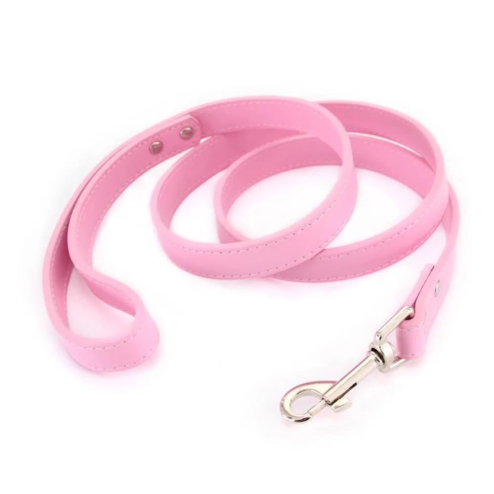 16 Colors Dog Leash Soild Color Leather Pet Walking Training Leads For Small Medium Large Dogs Cat In Collar And Harness 120cm