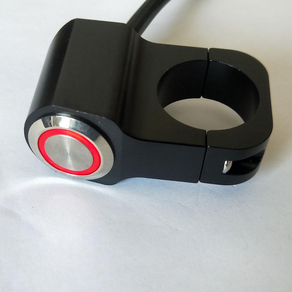 12V Motorcycle ATV 1inch Handlebar Headlight Fog Light On Off Switch Waterproof 25mm - Stainless Steel Black Body