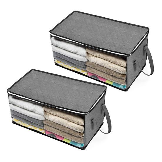 2 шт. сумки для хранения одеял с ручками, большая вместимость, прозрачное окно, дизайн одеял, одежда