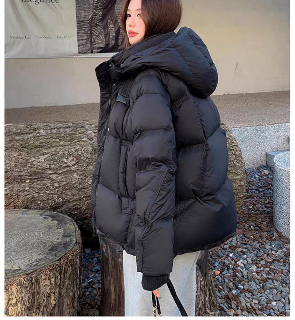 Модная куртка с капюшоном для женщин 2024 года, зимняя свободная утолщенная теплая одежда для хлеба, повседневная куртка, зимняя одежда