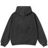 Streetwear Cat Graphic Side Pockets Pullover Unisex Oversized Washed Black Hoodie