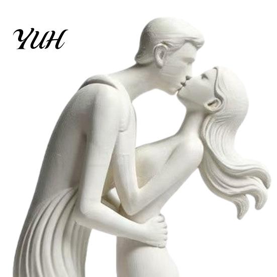 Light Luxury Interior Decoration 3D Printed Kissing Couple Ornament, Modern Minimalist Love Statue, Elegant Home Accessories for Bedroom Romantic