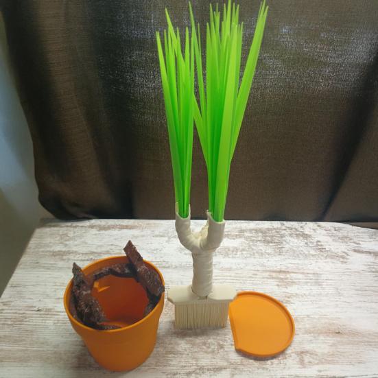 Dragon Tree Ornament with Broom Brush Trashcan Dustpan Detachable Cleaning Tools Dust-Free Simulated Potted Green Plants Home Office Decoration