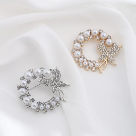 Ladies Butterfly Brooch Pin Rhinestone Faux Pearl Butterfly Brooch Lapel Brooch Pin