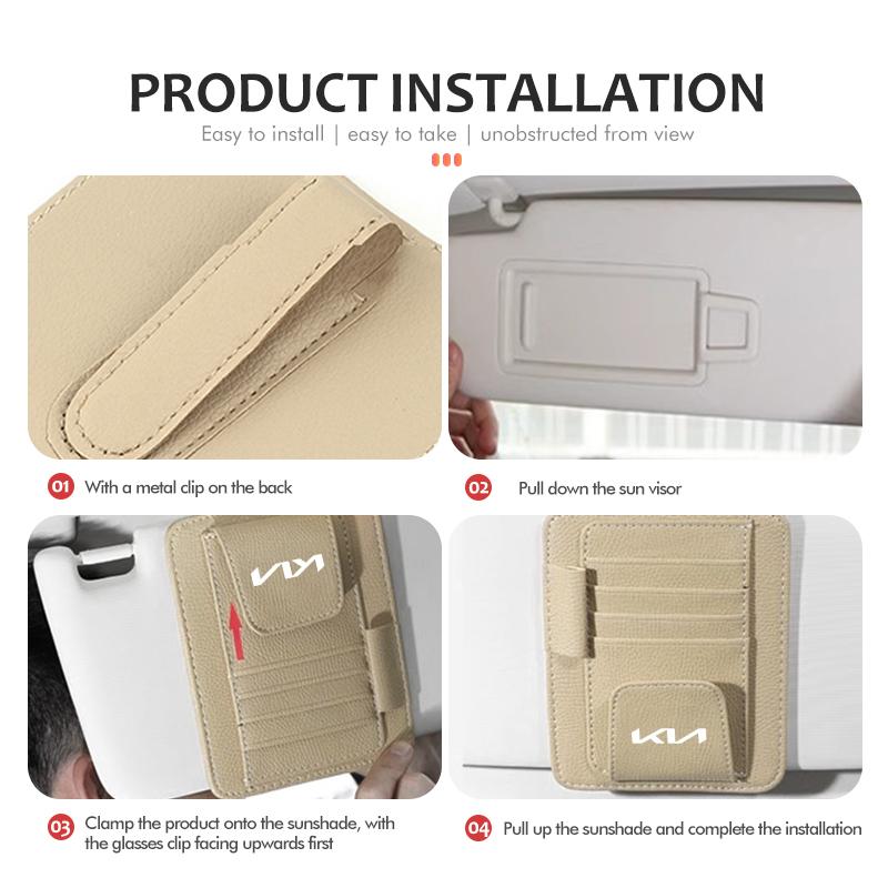 YDW3 Car Sun Visor Minimalist Glasses Card Clip Sunglasses Holder For KIA K5 K2 Optima Soul Spectra Niro Cadenza Sephia Carens
