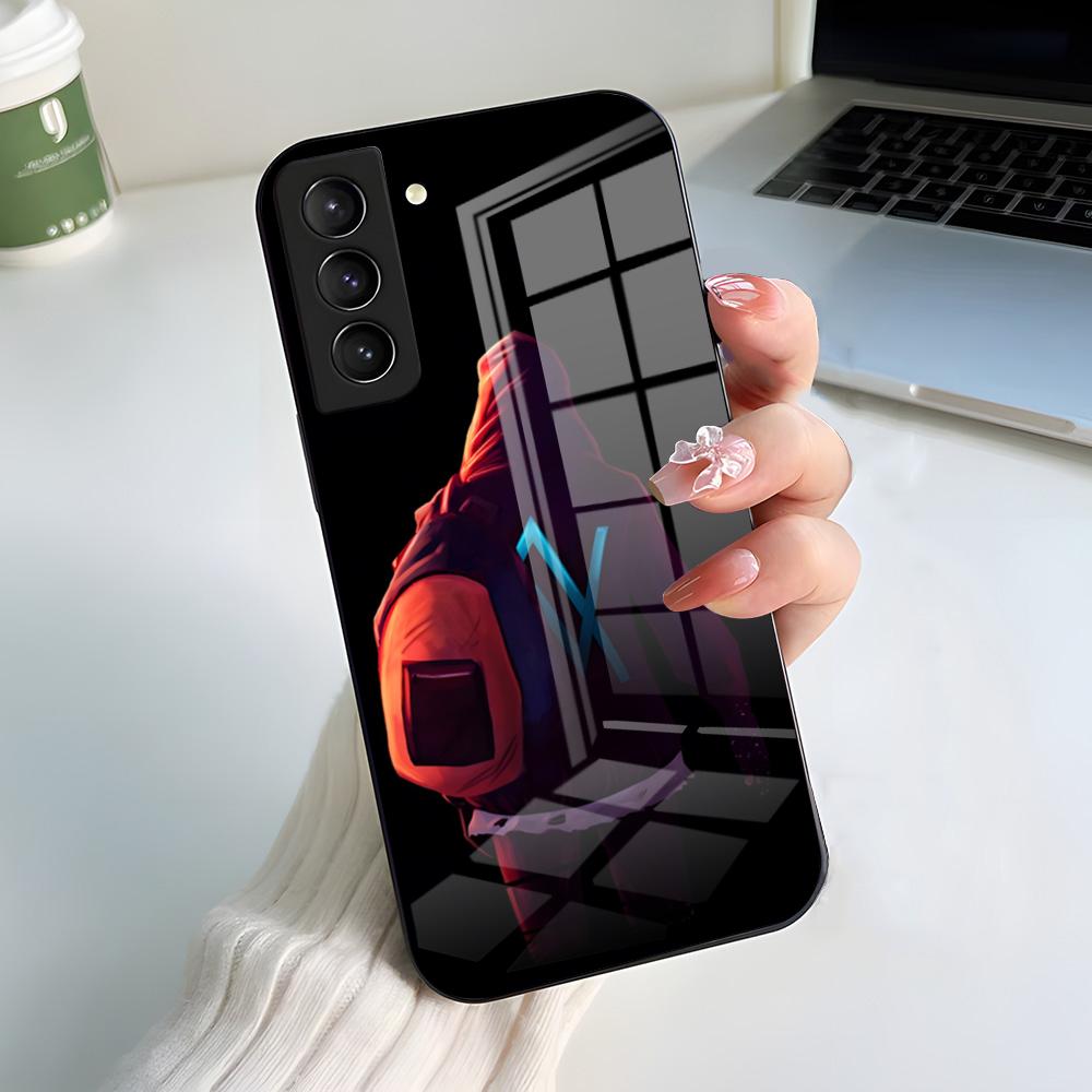 Мировой хит DJ Алан Уокер Чехол для телефона Samsung S25 S24 FE S23 S22 S21 Plus S20 Ultra Note20Ultra Черный Стеклянный Чехол