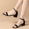 Fashion Beige High Heels Sandals Women Summer Shoes Women Fashion Open Toe Buckle Sandals Casual Square Heel Female Shoes