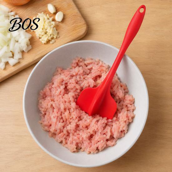 Non-stick Chopper Tool Silicone Quad Meat with 4 Blade, Long Handle Labor-saving Kitchen Smasher, Heat Resistant Ground Beef Tool, Essentials