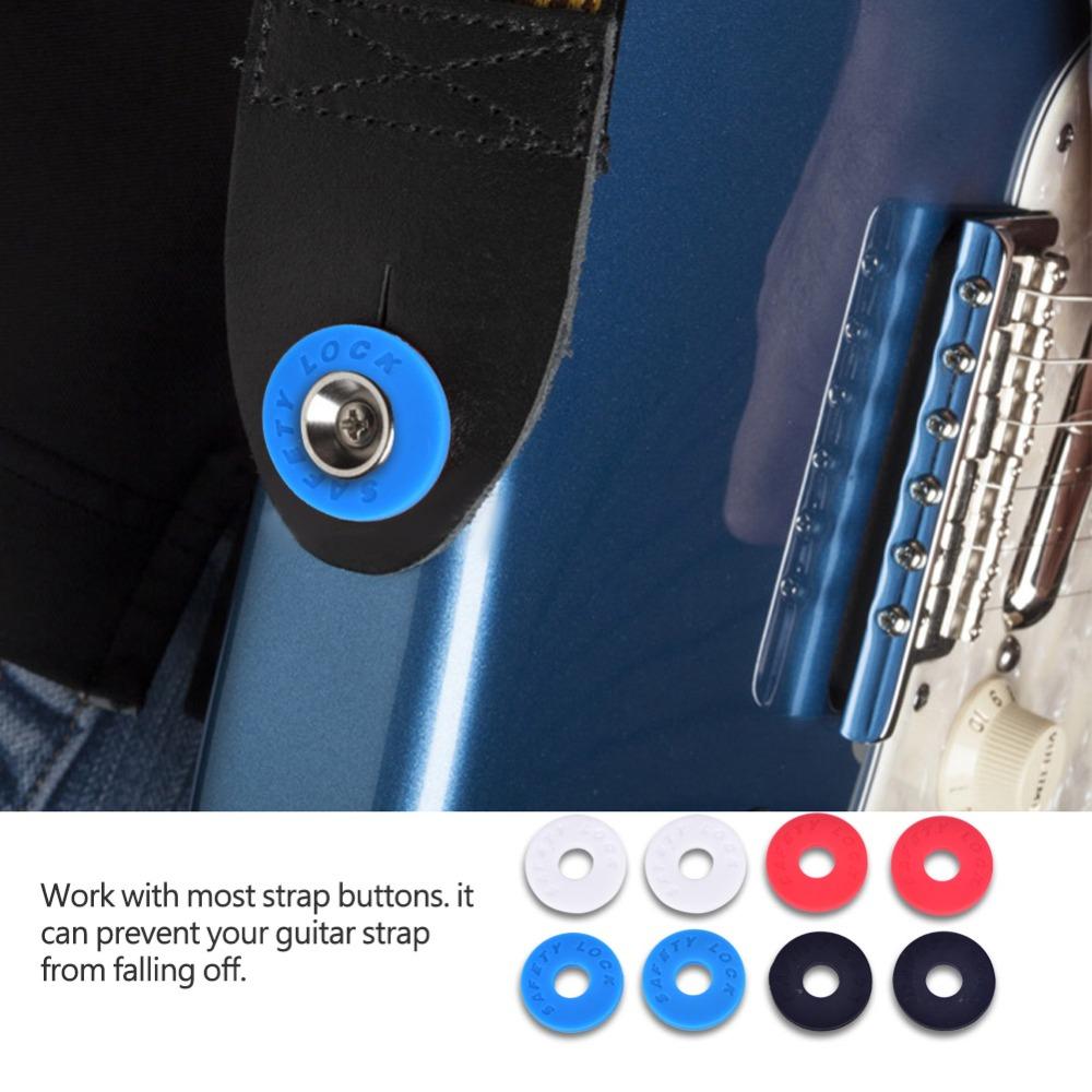 16PCS Silicone Guitar Strap Locks Black/White/Red/Blue Guitar Accessories Guitar Protector Guitar