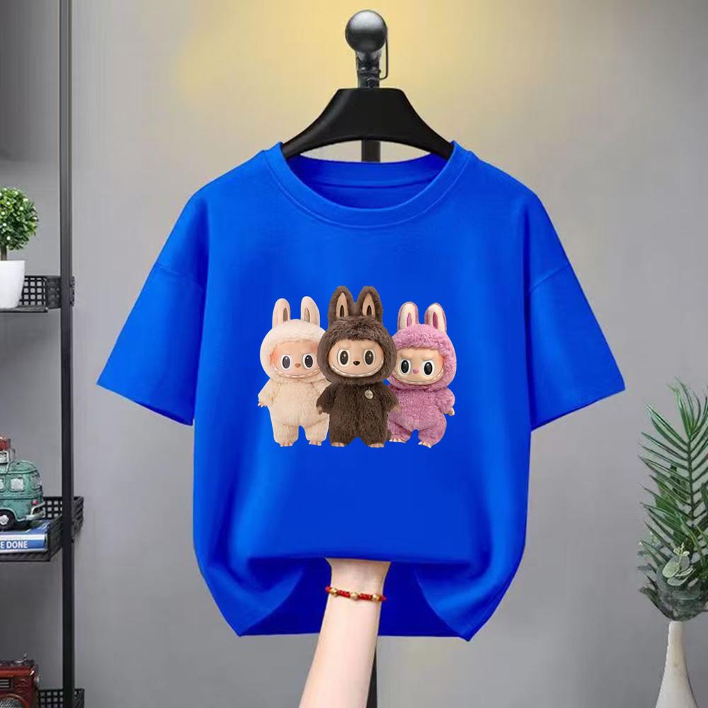 T-shirt Suitable for Labu Doll Print Boys Girls Top 3-12 Age Toddle T-shirts Summer Casual Short Sleeve Fashion Clothing