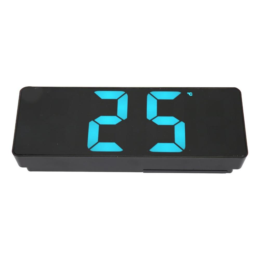 Blue Number Display LED Mirror Clock USB Battery Powered Bedside Clock For Bedroom