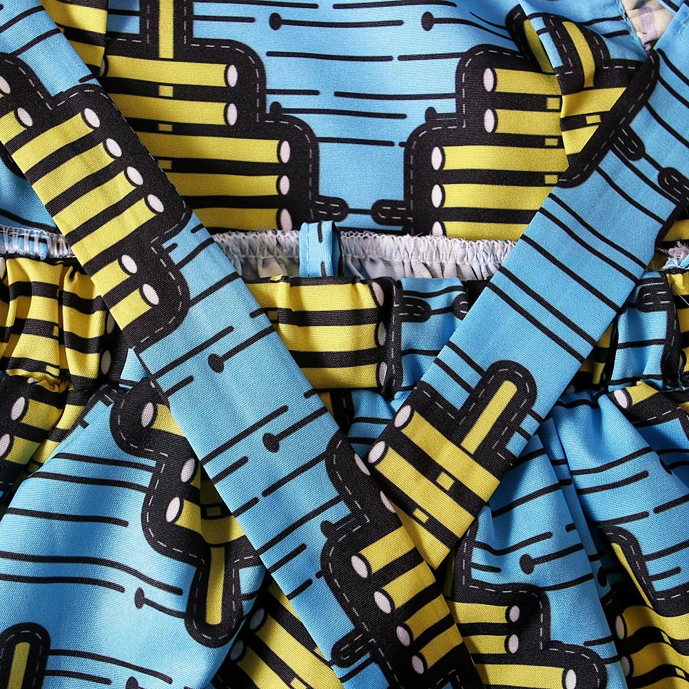 Одежда для маленьких девочек, платье в африканском стиле бохо с принтом, рюшами, рукавами и открытой спиной, для детей 1-6 лет